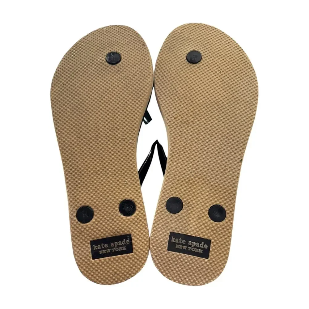 Kate Spade New York Nella Leopard Bow Flip Flops Black Size 7/8